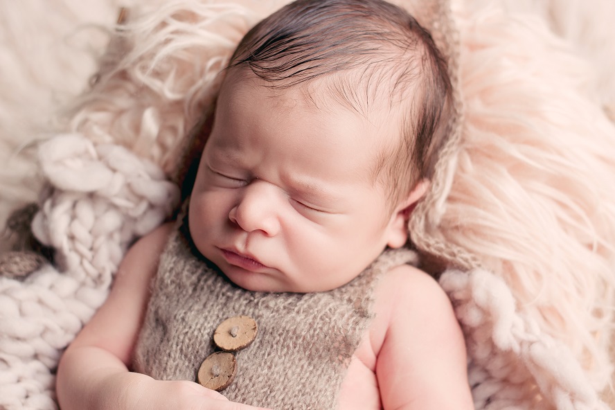 Studio newborn photography with props Hamilton